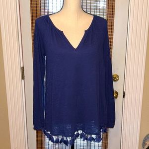 Lilly Pulitzer Linzy Tassel Top in True Navy Blue Size SM NWT